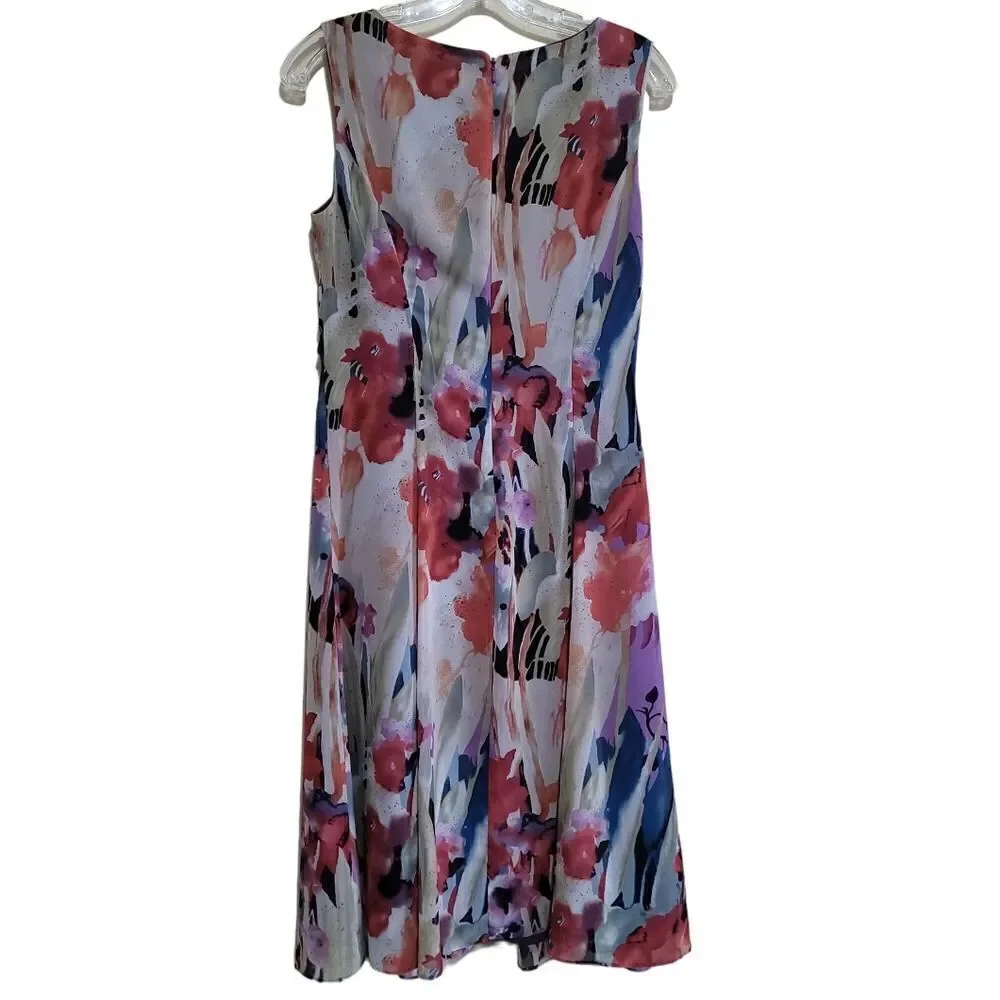 Coldwater Creek Purple Multicolored Floral Print V-neck Dress Sz 6 - Picture 7 of 10